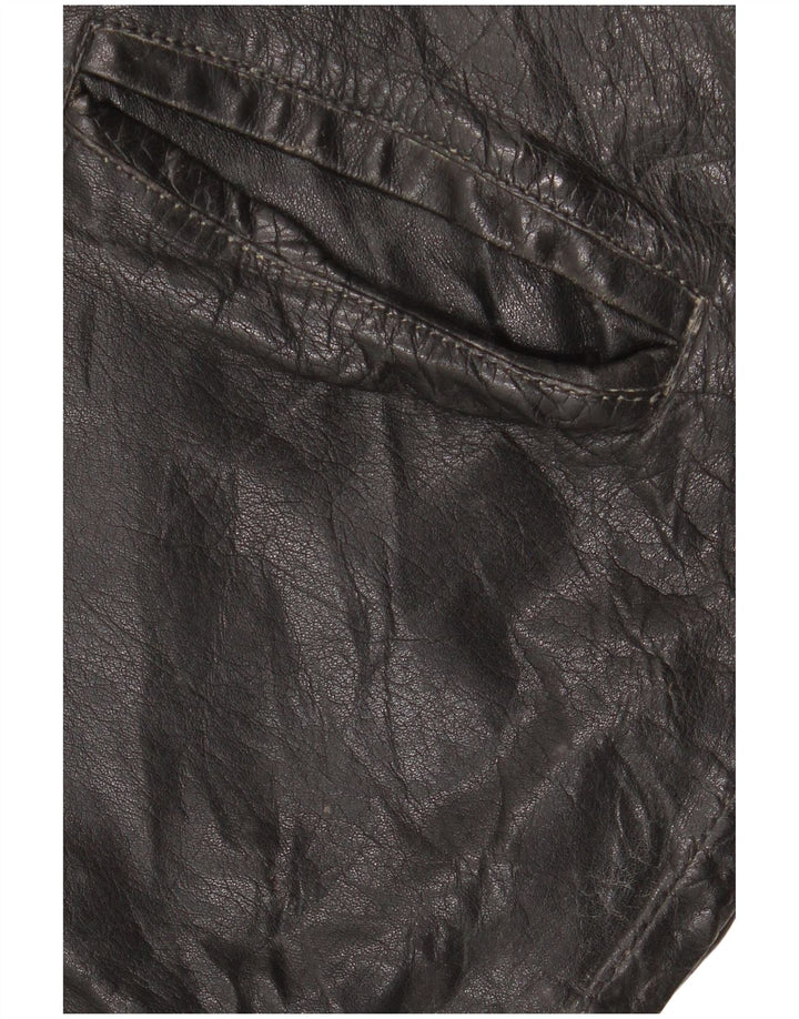 Chaqueta de cuero vintage para hombre Reino Unido 42 XL cuero negro