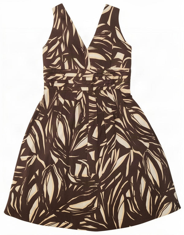 Marks & Spencer Vestido Acampanado Autograph para Mujer UK 42 Marrón Medio Geométrico