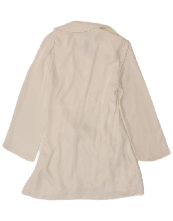 Zara Mujer Vestido Cruzado De Manga Larga UK 42 Medio Viscosa Blanca