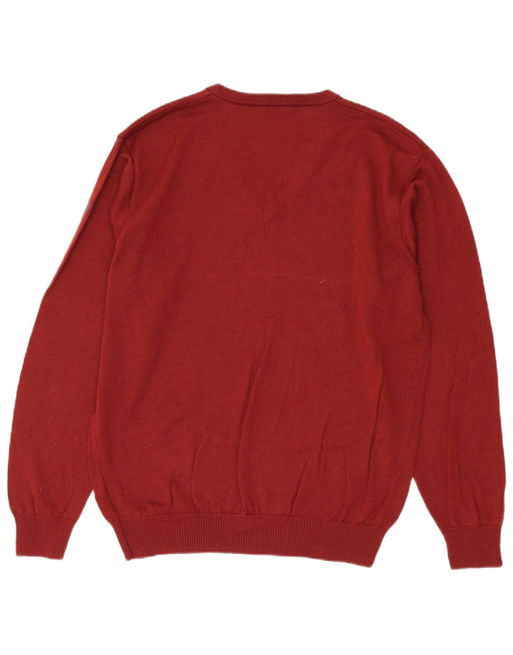 Marz Jersey con Cuello en V para Hombre IT 50 Medium Borgoña Lana Virgen