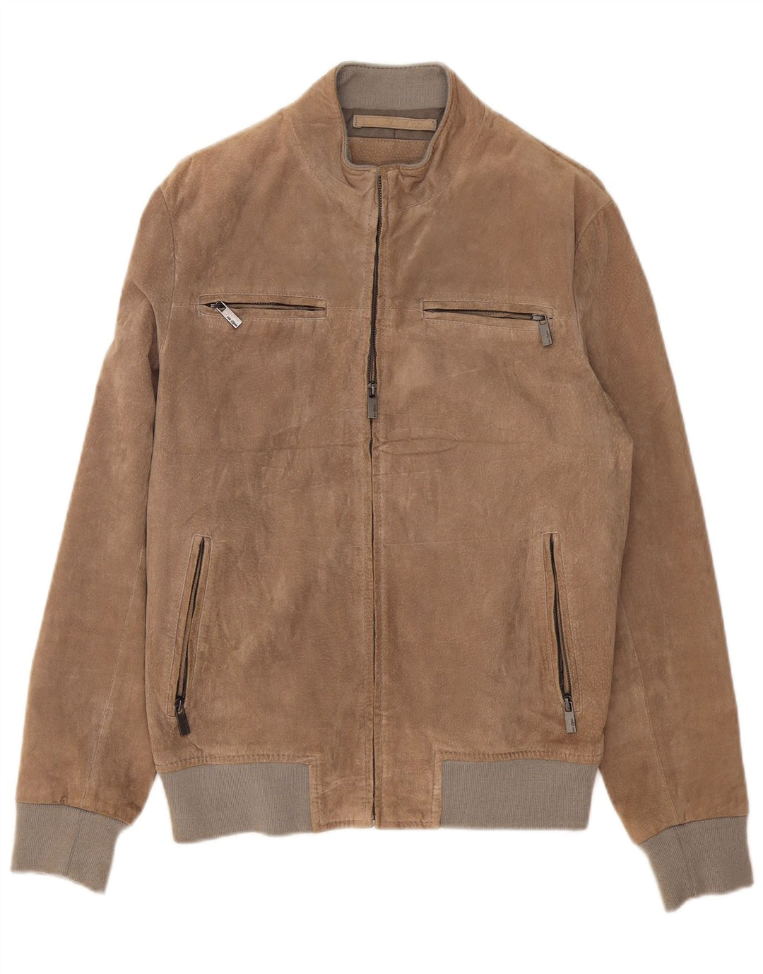 Vintage hombres ante bomber chaqueta Reino Unido 38 cuero gris medio