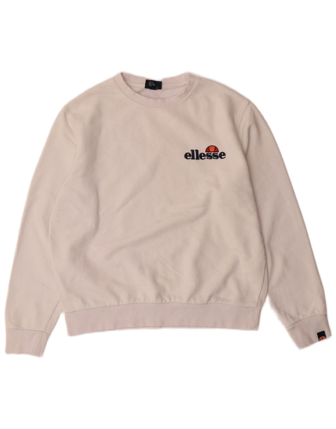 ELLESSE Womens Graphic Sweatshirt Jumper UK 14 Large  White Cotton