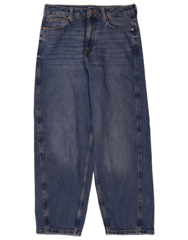 Marks & Spencer Vaqueros cónicos de cintura alta para mujer UK 10 Small W28 L26 Azul