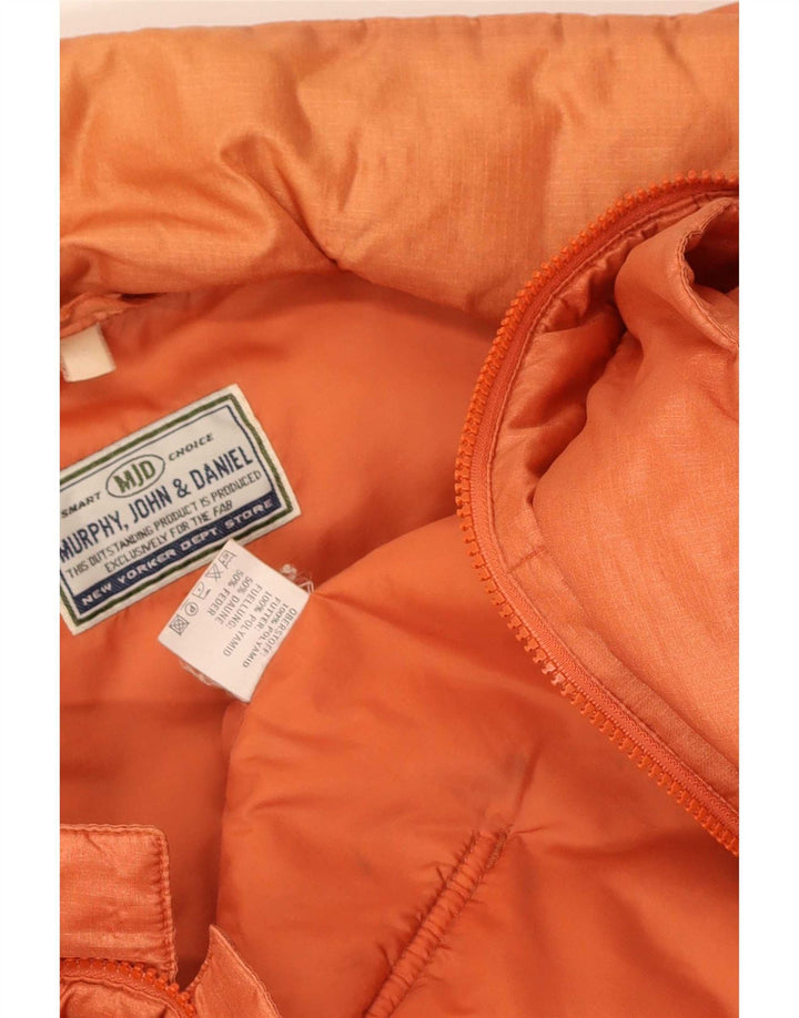 Vintage hombres suelta ajuste chaqueta acolchada Reino Unido 40 grande naranja poliamida