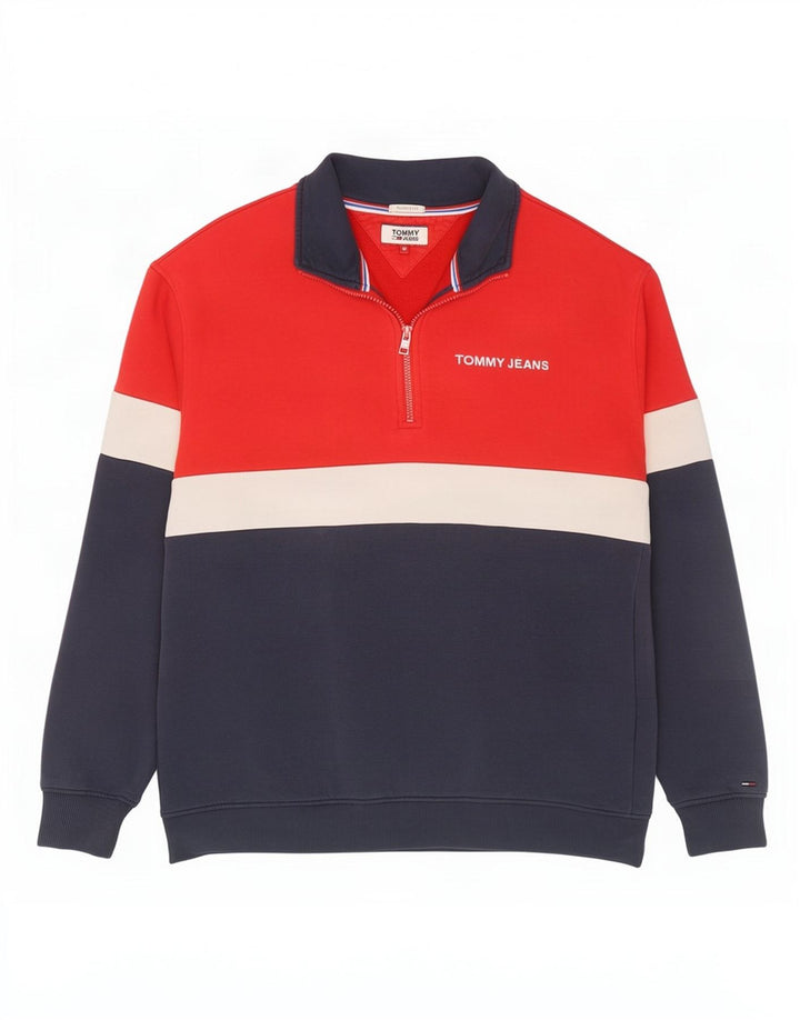 Tommy Hilfiger Sudadera de corte relajado para hombre, tipo jersey, talla mediana, multicolor
