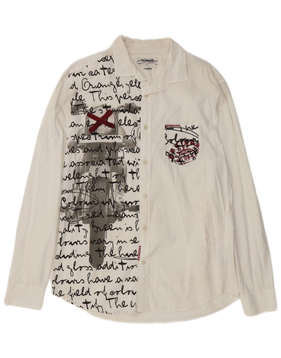 DESIGUAL Camisa estampada de corte regular para hombre Algodón blanco grande