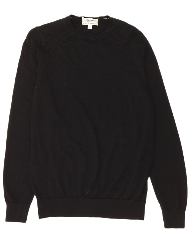 Marks & Spencer Jersey Autograph con cuello redondo para hombre, talla mediana, negro