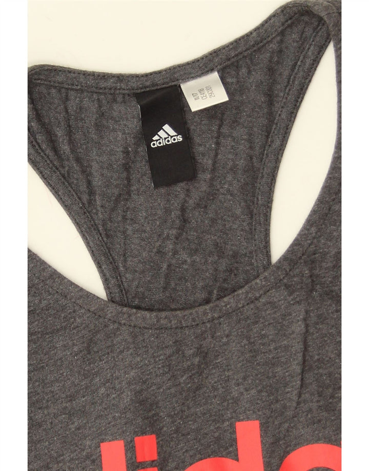 Adidas Mujer Gráfico Chaleco Top UK 8 Pequeño Gris Moteado