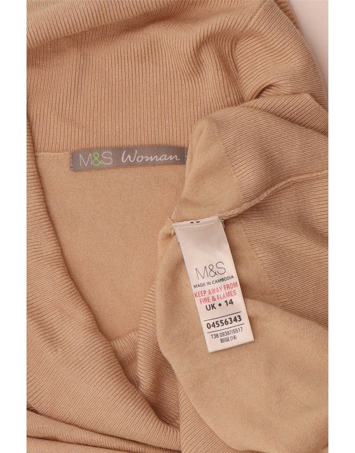 Marks & Spencer Suéter tipo jersey con cuello vuelto para mujer UK 44 Large Viscosa beige