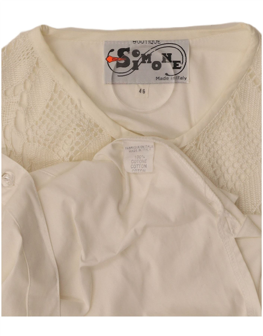 SIMONE Blusa Mujer IT 46 Grande Algodón Blanco