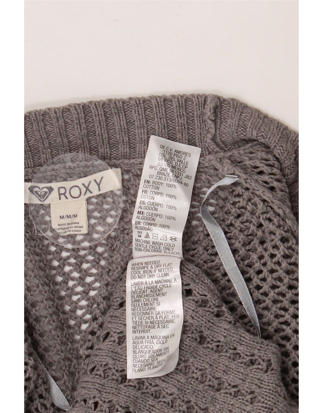 Roxy Cárdigan Largo para Mujer UK 44 Algodón Gris Medio