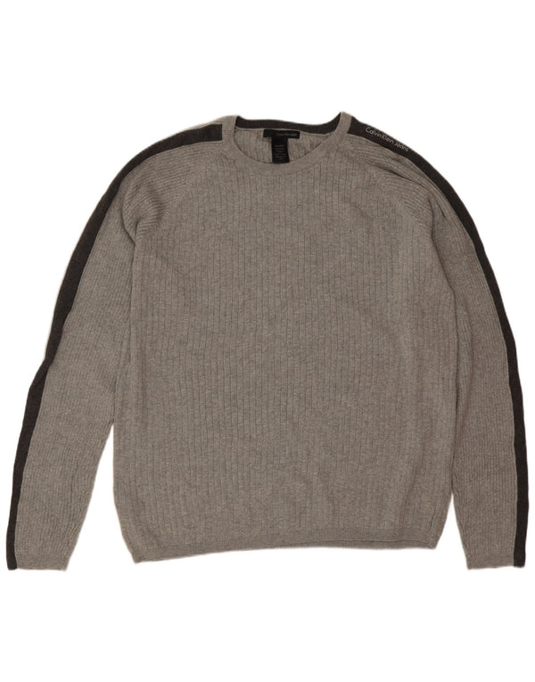 Calvin Klein Jeans - Jersey de cuello redondo para hombre, talla 2XL, color gris