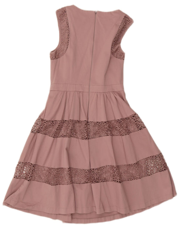 Warehouse Vestido acampanado sin mangas para mujer UK 40 Small Pink Floral Cotton
