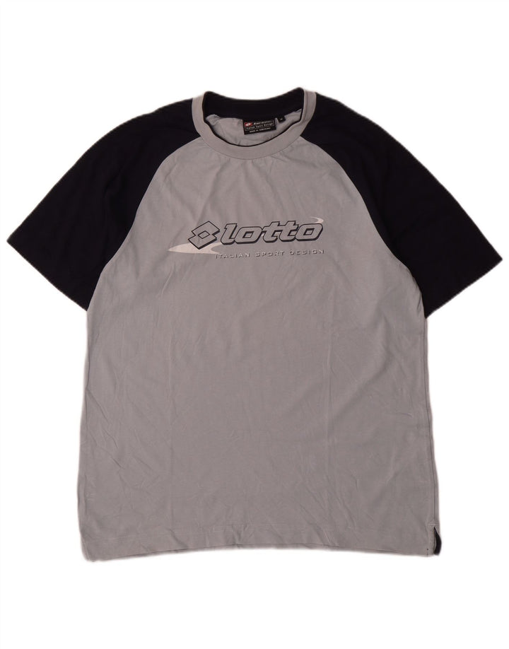 Lotto Hombre Camiseta Gráfica Top Algodón Color Block Gris Medio