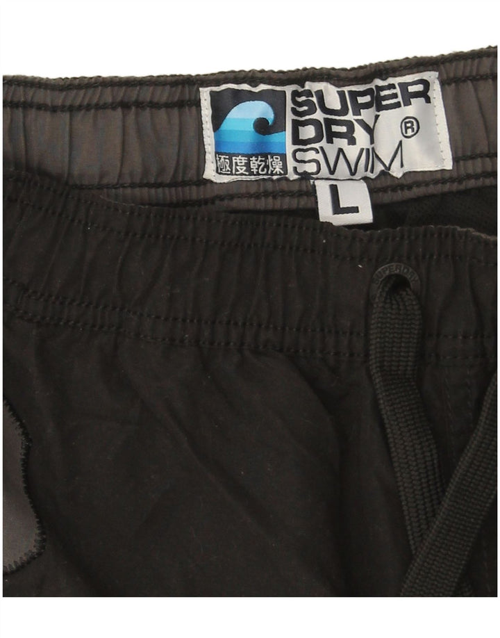 Superdry Bañador con gráfico gráfico para hombre, talla grande, negro