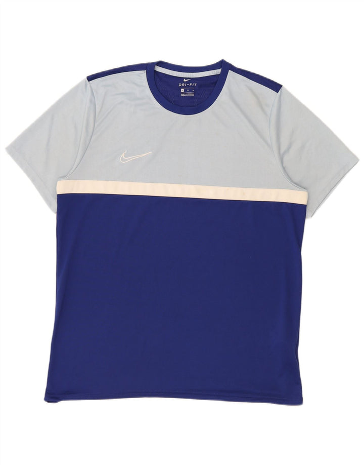 Camiseta Nike Dri Fit para hombre Top XL Azul Colorblock Poliéster