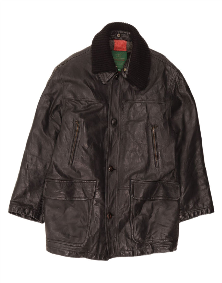 HENRY COTTONS Abrigo de cuero para hombre IT 54 2XL Negro