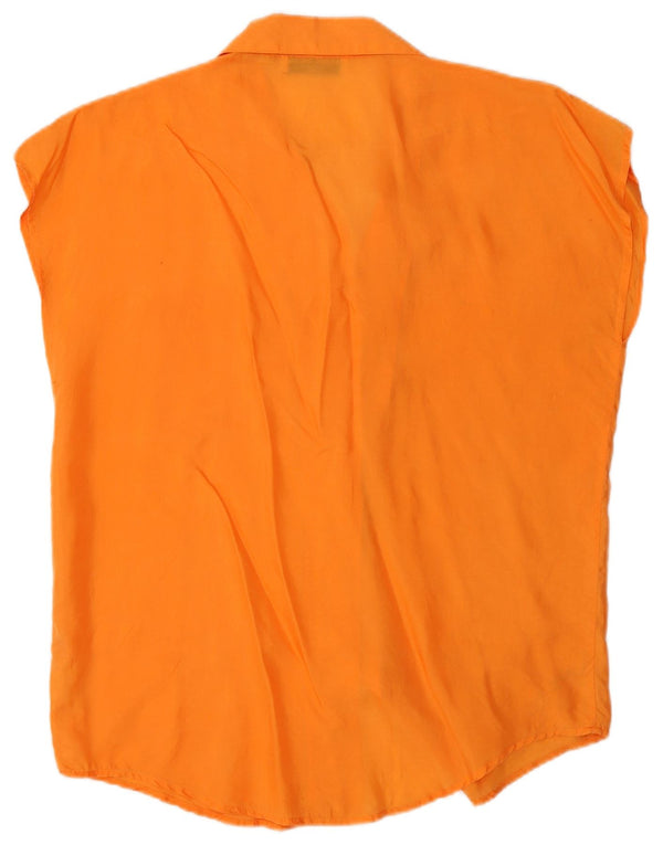 Vintage mujer camisa sin mangas blusa Reino Unido 14 naranja medio