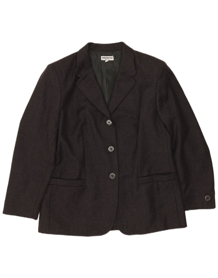 Delia Ferrari Chaqueta Blazer de 3 Botones para Mujer IT 45 Mediana Lana Virgen Negra
