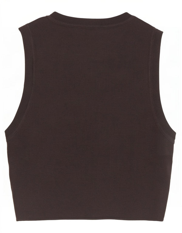 Zara Mujer Crop Vest Top UK 42 Viscosa Gris Medio