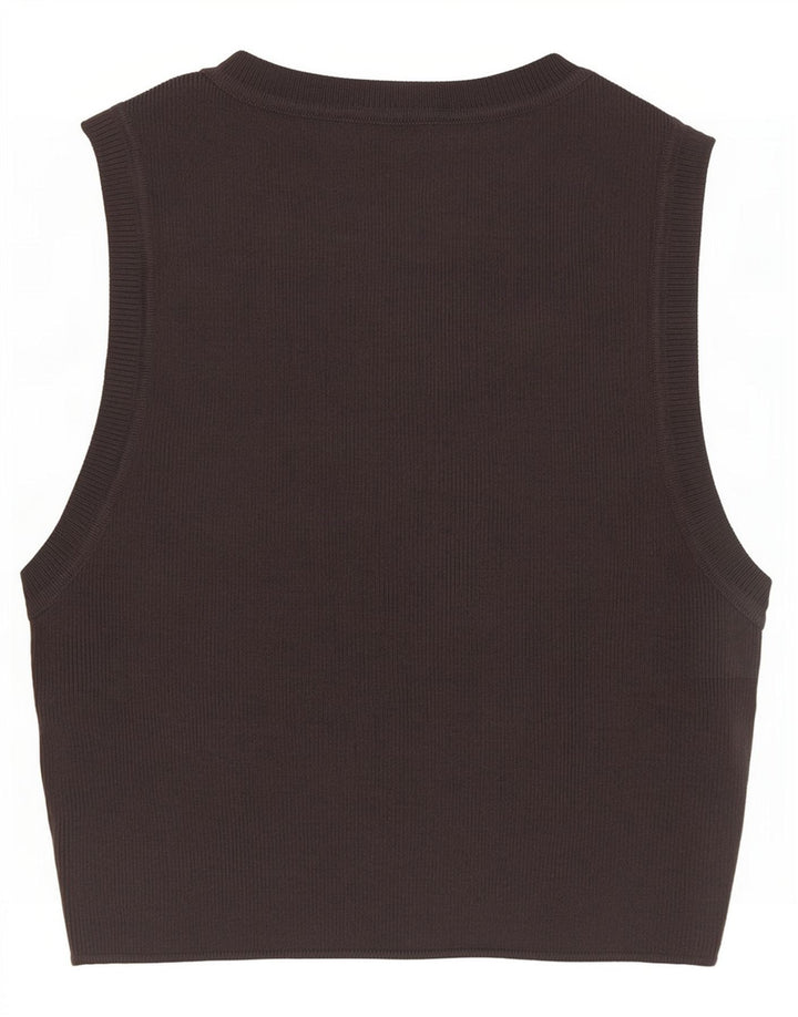 Zara Mujer Crop Vest Top UK 42 Viscosa Gris Medio