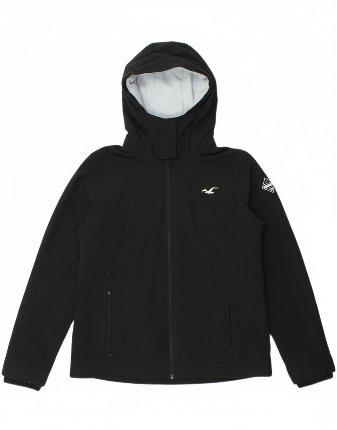 Chaqueta cortavientos con capucha Hollister para mujer UK 44 Poliéster negro mediano