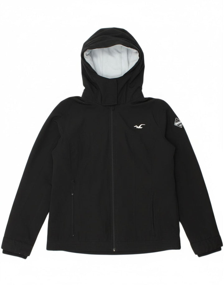 Chaqueta cortavientos con capucha Hollister para mujer UK 44 Poliéster negro mediano