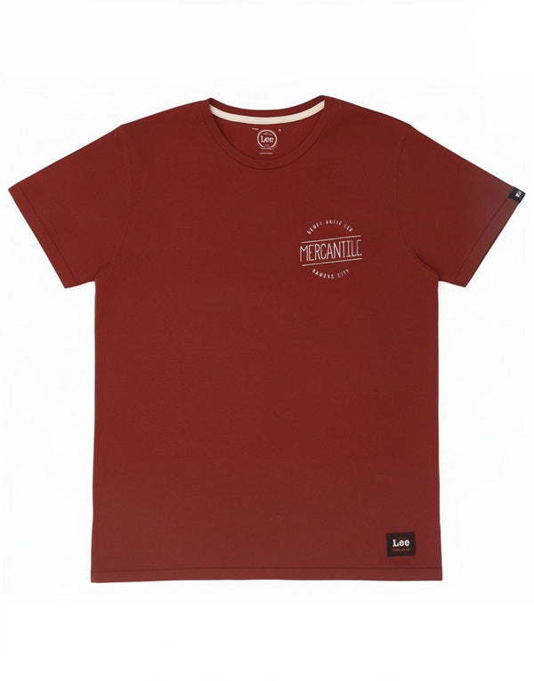 Lee Mens Mercantile Regular Fit Graphic Camiseta Top Pequeño Algodón Rojo