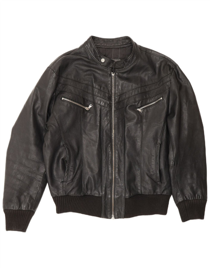 Sonny Bono Chaqueta Bomber de Cuero para Hombre UK 38 Medium Black