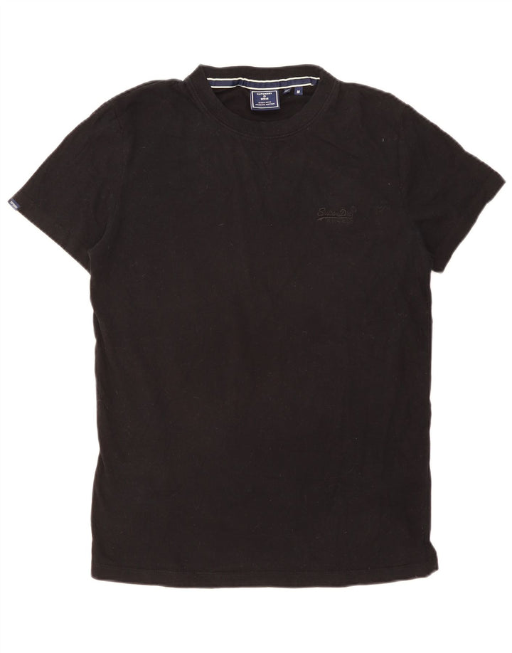 SUPERDRY Hombre Camiseta Top Medium Negro Algodón