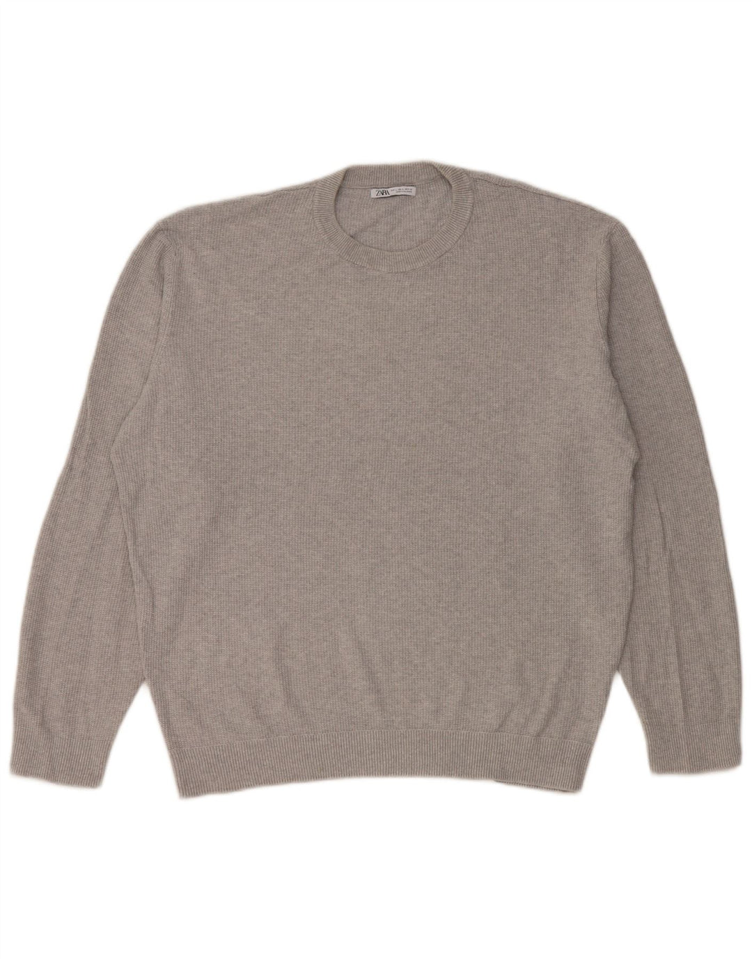 Zara Hombre Jersey De Cuello Redondo Jersey Grande Gris