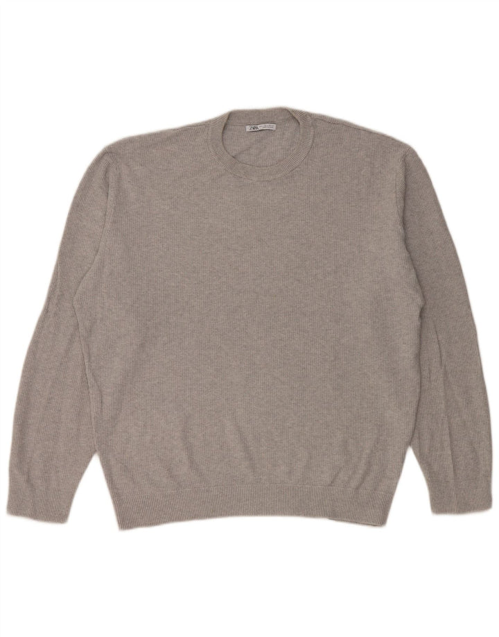 Zara Hombre Jersey De Cuello Redondo Jersey Grande Gris