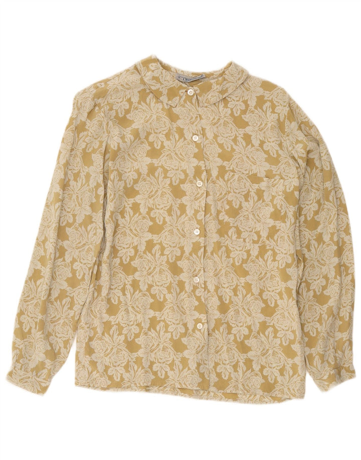 Blusa camisera para mujer i Blues IT 44 Seda floral amarilla mediana