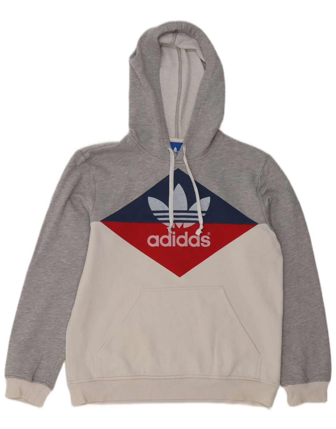 ADIDAS Hombre Sudadera Con Capucha Gráfica Jersey De Algodón Color Block Gris Medio