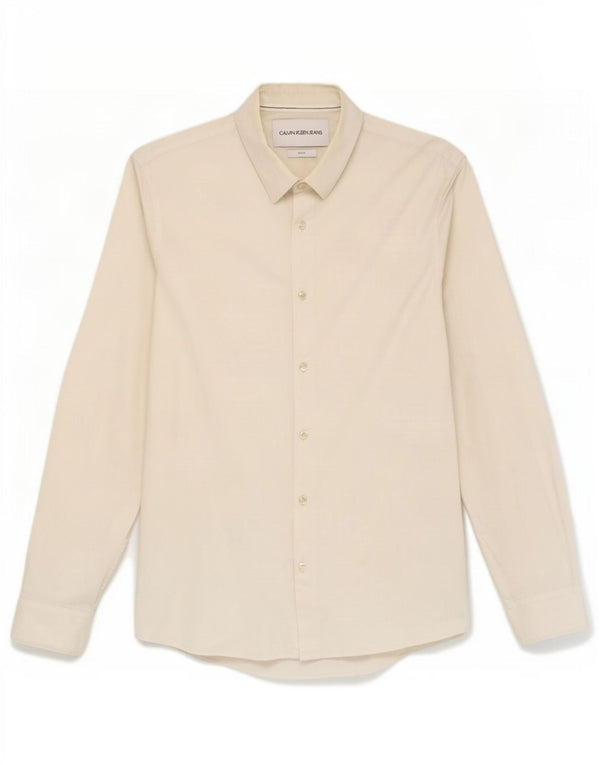 Calvin Klein Jeans Camisa Slim Fit para Hombre Algodón Blanco Grande