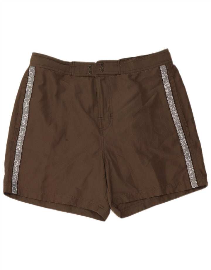 CALVIN KLEIN Bañador con estampado gráfico para hombre, talla grande, color caqui, poliéster