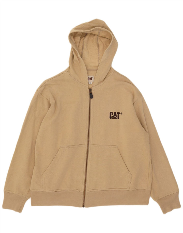 CAT Suéter con capucha y cremallera para hombre Algodón beige medio