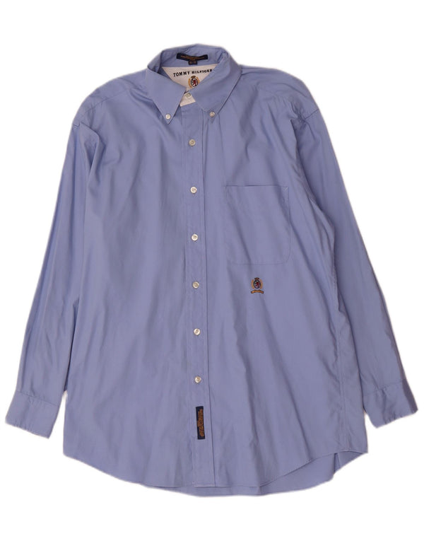 Tommy Hilfiger Camisa para hombre Talla 15 Algodón azul medio