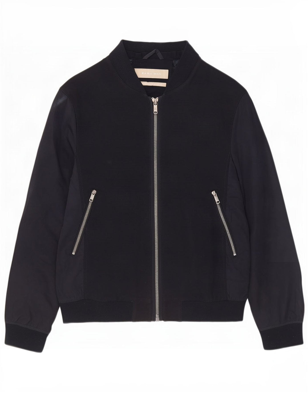Zara Mens Bomber Jacket UK 40 Large Azul Marino Colorblock