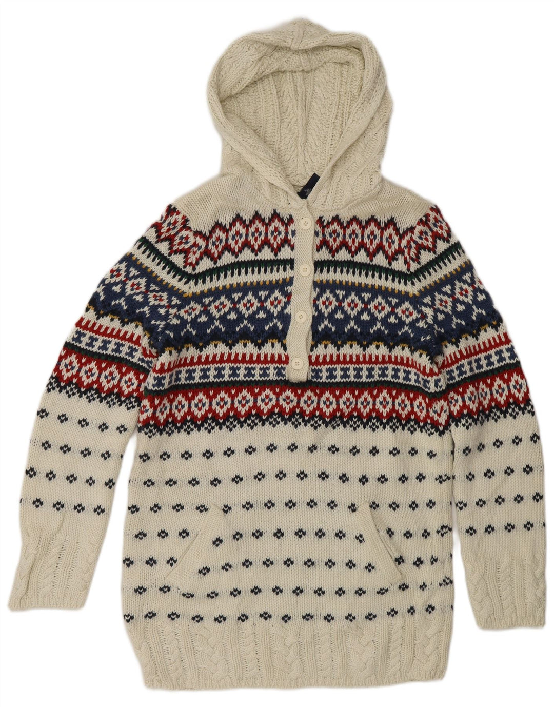 RALPH LAUREN Jersey con capucha para niña 15-16 años XL Blanco Algodón Fair Isle