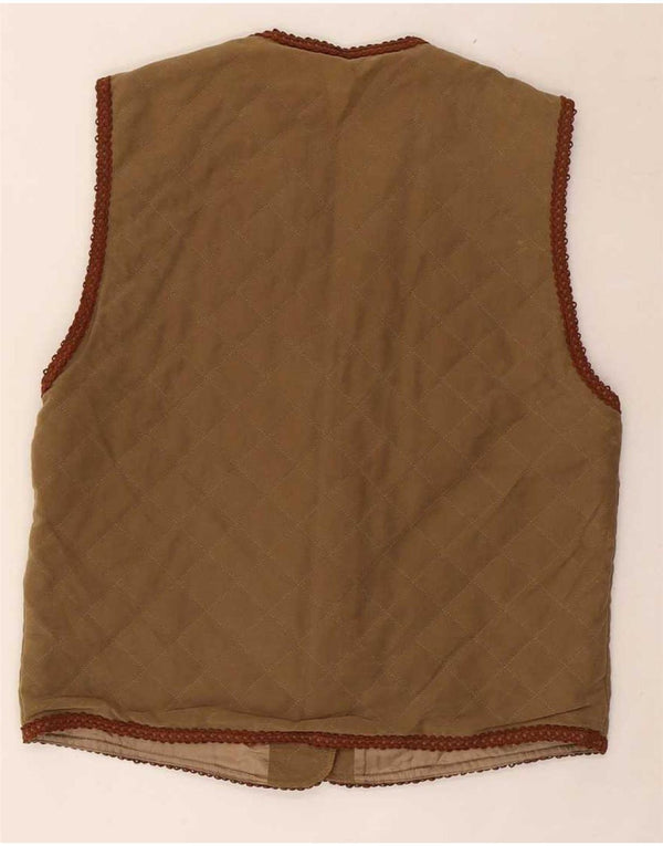 Chaleco acolchado gráfico vintage para mujer IT 44 Algodón marrón medio