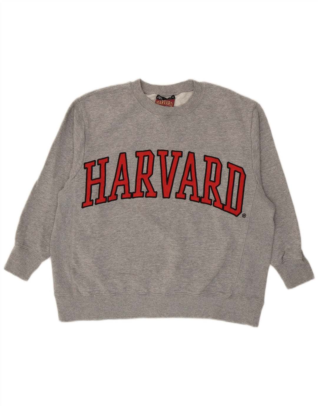 Zara Mujer Harvard Graphic Sudadera De Gran Tamaño Jersey UK 10 Small Gris
