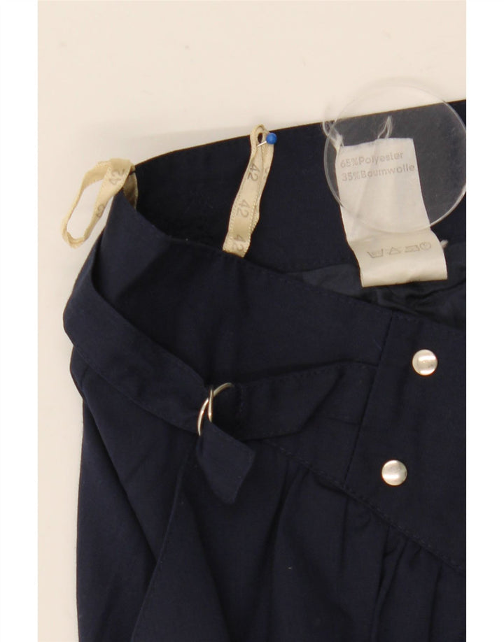 Vintage mujer A-Line falda IT 42 Medio W29 Poliéster azul marino