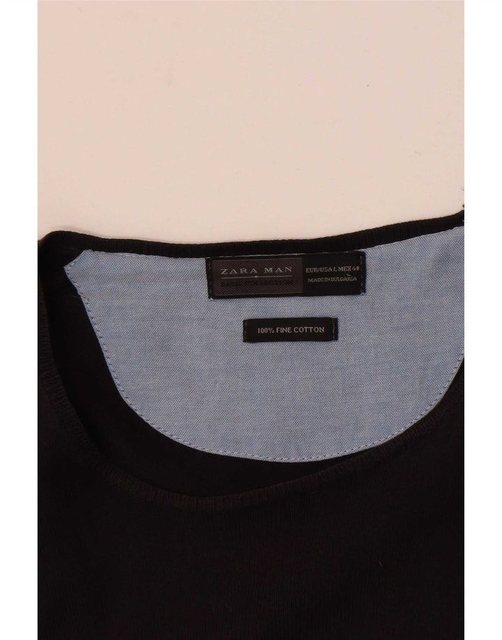 Zara Hombre Regular Fit Jersey De Cuello Redondo Suéter Grande Marrón