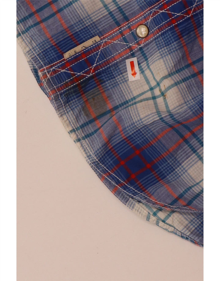 Camisa Tommy Hilfiger Hombre De Manga Corta Con Estampado De Algodón A Cuadros Azul Medio