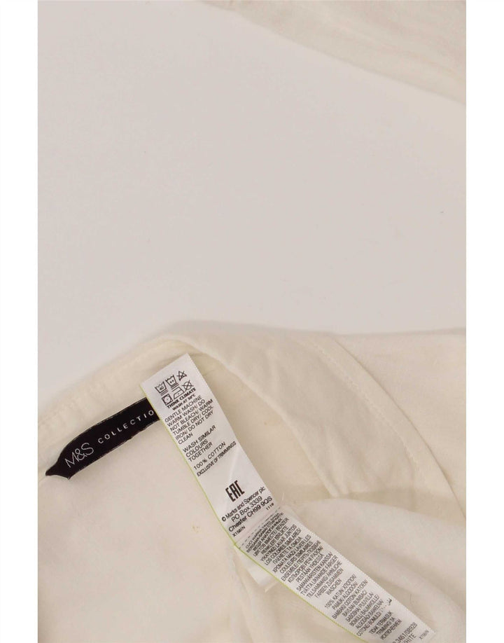 Marks & Spencer Womens Shirt Dress UK 12 Medium White Cotton