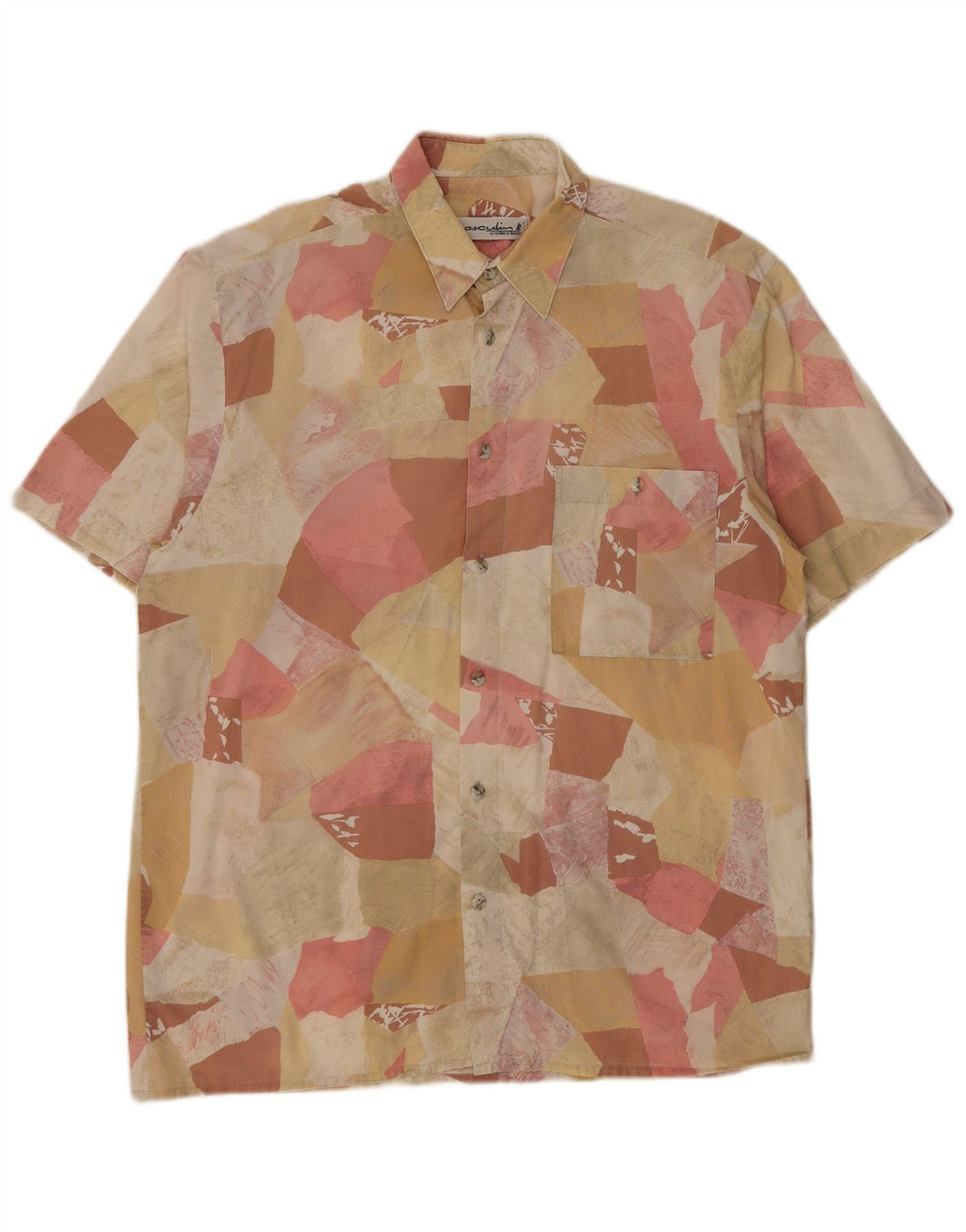 Masculin Camisa de manga corta con estampado abstracto para hombre, talla grande, multicolor