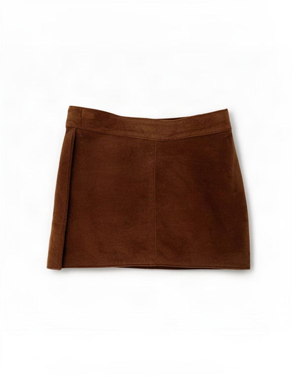 Zara Minifalda de ante para mujer IT 44 Medium W25 Marrón