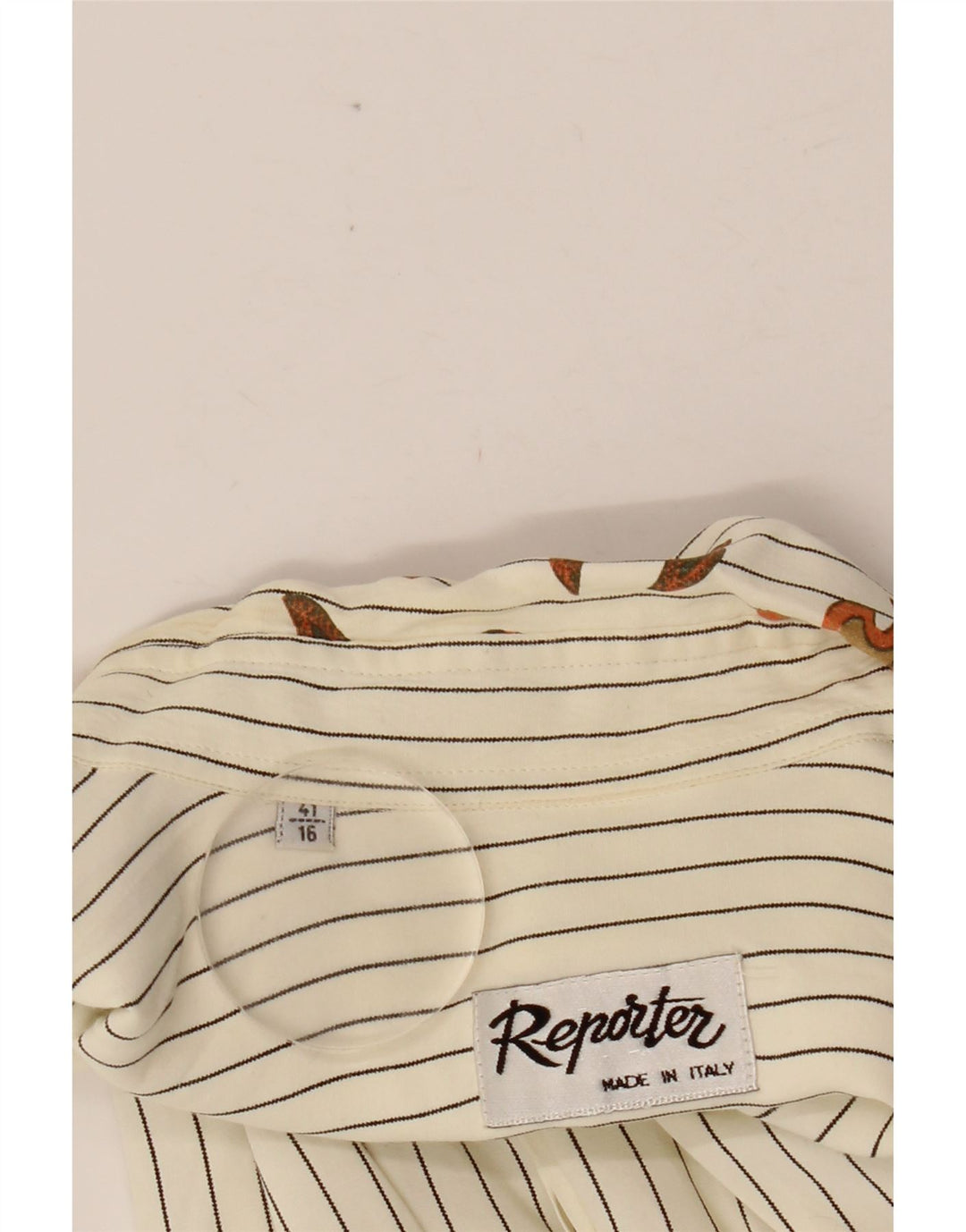 REPORTER Camisa para hombre talla 41 16 Grande color hueso a rayas