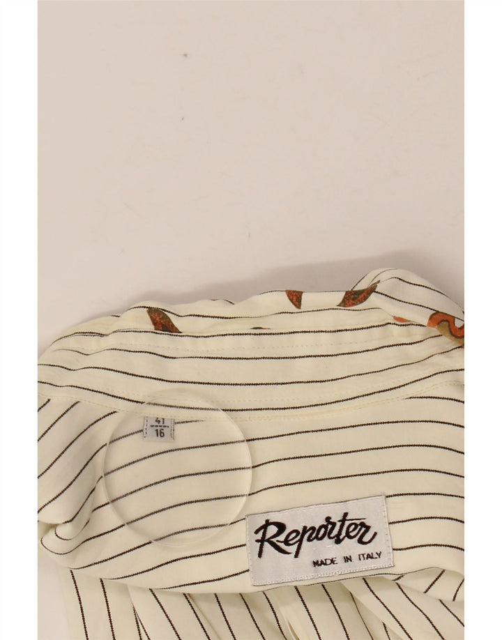 REPORTER Camisa para hombre talla 41 16 Grande color hueso a rayas